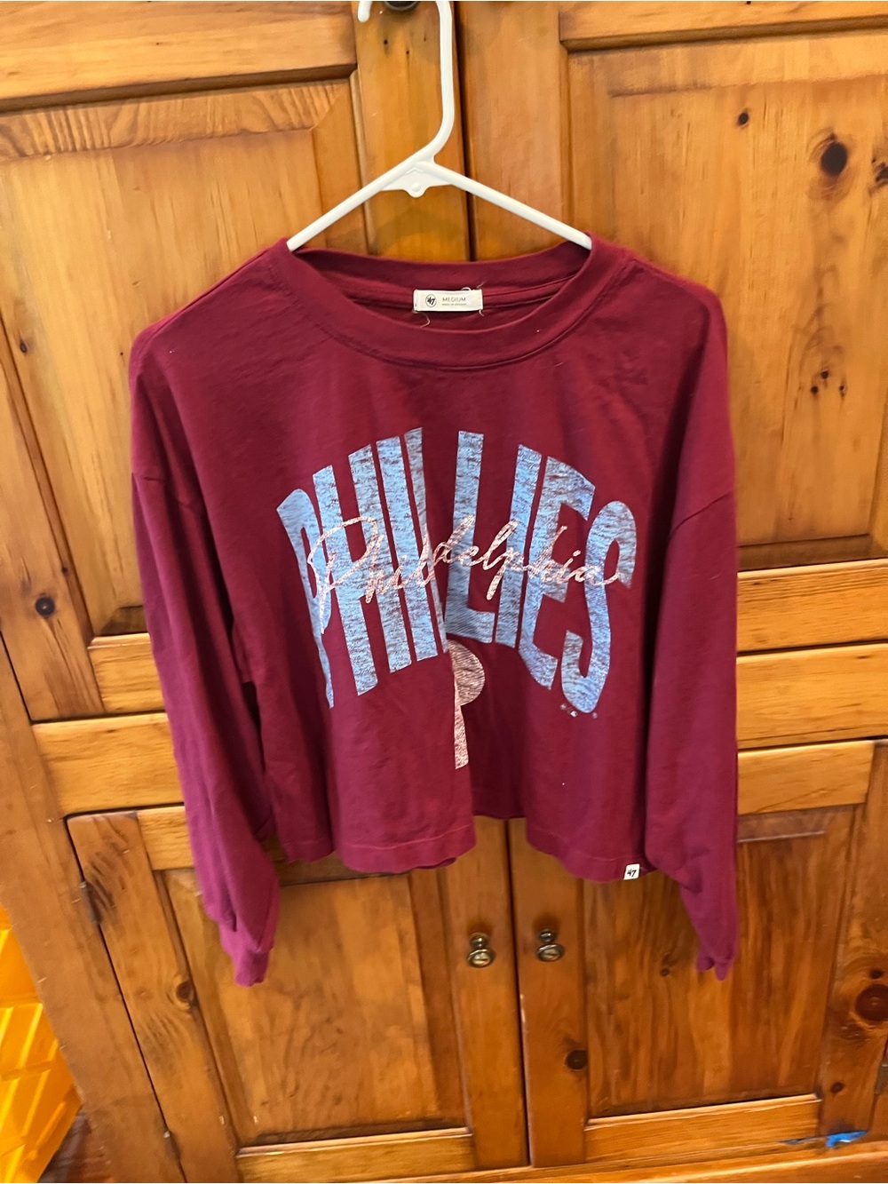 47 Women's Philadelphia Graphic Sweatshirt - Maroon with Light Blue Logo